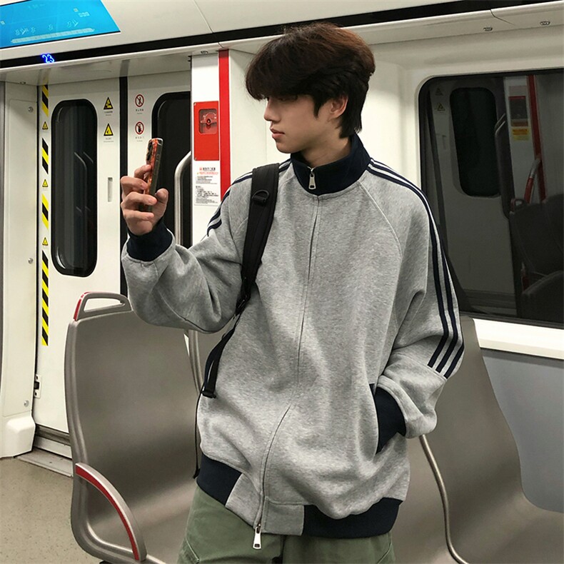 抖音得物高品质美式高街重磅结构设计拼接织带立领卫衣外套CM42，男装卫衣，电商A486