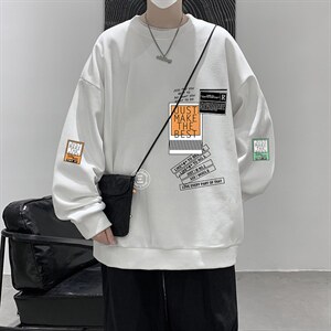 华夫格卫衣圆领卫衣男大码长袖t恤男外套 HW76121-P30加绒款-P40,男装卫衣,电商A040