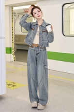 牛仔外套女洋气减龄显瘦春秋装2025新款轻熟风时尚气质两件套套装，女装套装/套裙，江南女神