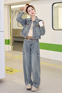 牛仔外套女洋气减龄显瘦春秋装2025新款轻熟风时尚气质两件套套装图片