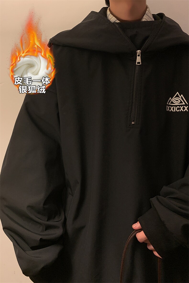 冬款防风防水兔耳朵滑雪服男保暖舒适银狐绒设计感外套M38-P125,男装棉衣,电商A001-1