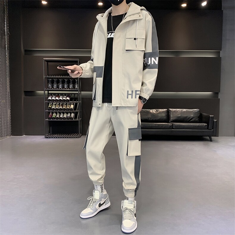 秋季男士套装休闲运动服帅气搭配一套工装夹克外套 D05/90图片