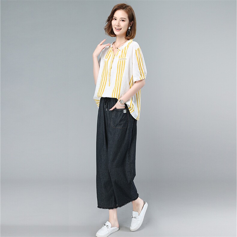 2021夏季新款简约时尚休闲宽松气质文艺套装,女装套装/套裙,叶笙衣