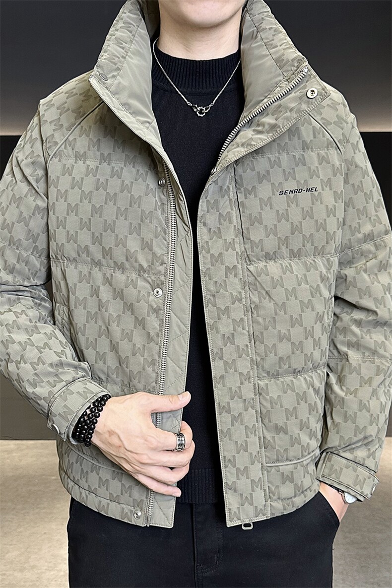 标50绒2025冬季跑量新款男士立领时尚潮流白鸭绒羽绒服夹克,男装夹克,电商A225