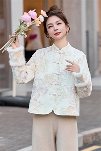 新中式国风盘扣刺绣棉衣短外套女2025秋冬新款洋气减龄轻薄款棉服图片