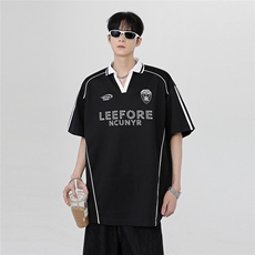 青春潮流时尚复古日系小众短袖POLO衫夏季宽松休闲T900-P38，男装Polo衫，电商C307