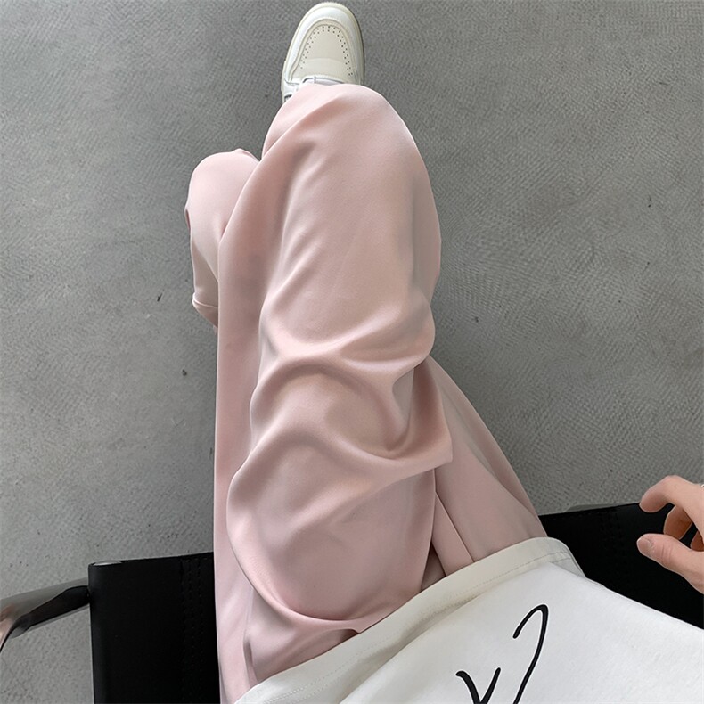 8XL-M特大码冰丝裤醋酸阔腿裤男缎面高腰垂感防晒凉凉裤K979P45，男装防晒衣，电商D206-1