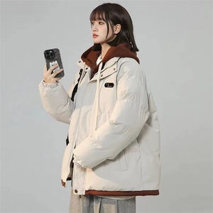 棉服女面包服外套女棉衣棉袄女假两件羽绒棉服冬季保暖新款图片