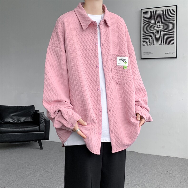 衬衫男秋季新款港风大码宽松提花长袖衬衣CS027-P45(现货）,男装衬衫,星座214-3