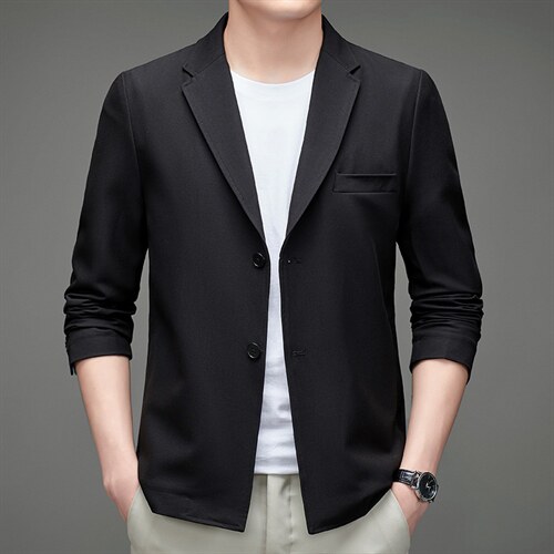 2023秋季新款男装休闲风衣中老年西服纯色上衣外套MNSAX1-P205，男装西服，电商B212（原钱塘6029）