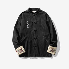 秋冬风刺绣大码休闲牛仔夹克立领情侣外套潮JK17/P155，男装夹克，钱塘713