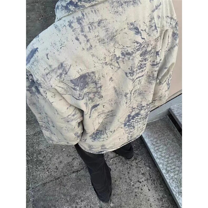 美式复古水洗做旧扎染牛仔夹克男潮牌高街宽松工装外套JA32-P72,男装夹克,星座208-5