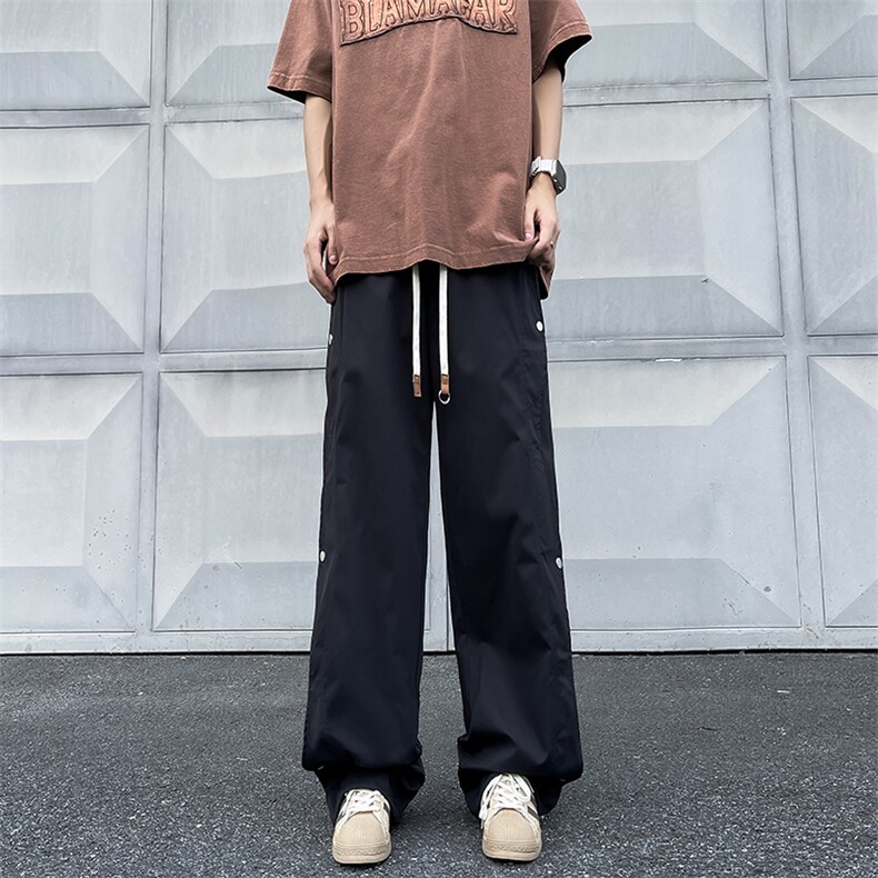 夏季登山冲锋裤薄款速干潮牌宽松阔腿抽绳休闲裤,男装休闲裤,星座410-7