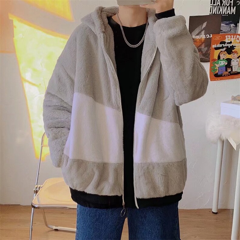 秋冬羊羔毛连帽棉服韩版潮牌夹克棉衣男士拼色外套W5174-P42,男装棉衣,星座512-2