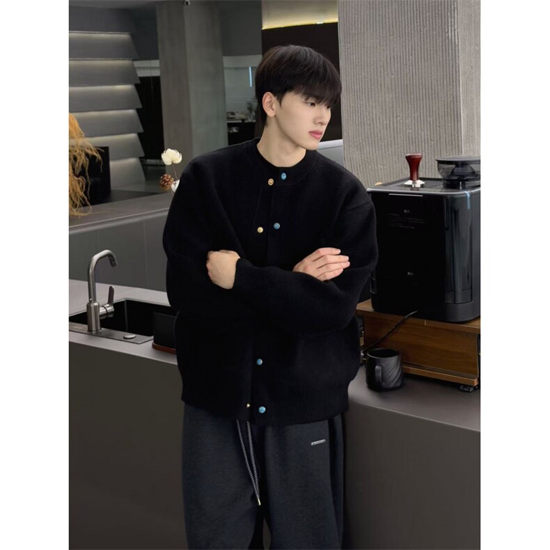 1506/Q50160/P74绿松石棒球服外套简约针织开衫夹克男春装上衣潮图片