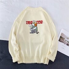 韩版复古刺绣情侣套头宽松针织衫毛衣男1028/，男装针织衫/毛衣，星座1501