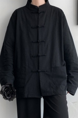 8XL-M特大码棉麻长袖衬衫风衬衫新中式打底衫CS504P68控88，男装衬衫，电商D206-1