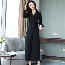 连体裤通勤中腰长裤连衣裤韩版百搭纯色时尚气质潮流2021年春季，女装连体裤，贵人树