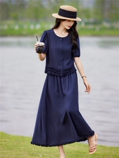 现货2026年夏季休闲风修身剪裁宽松型女通用型两件套轻薄透气，女装套装/套裙，靓衣阁