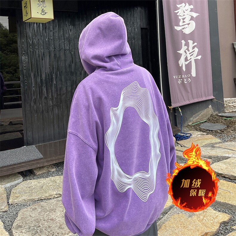 直播品质500克重磅潮牌美式做旧炒雪花水洗加绒卫衣H1326特P65,男装卫衣,电商A486
