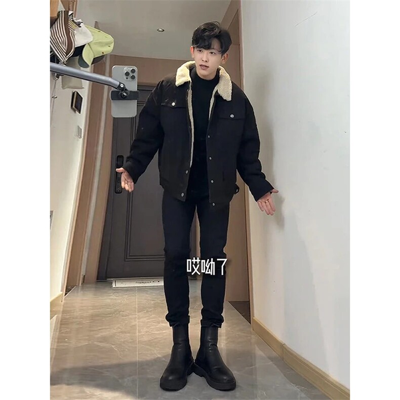 【有货】866CC-P75羊羔毛棉服外套男加绒加厚翻领牛仔夹克,男装夹克,星座1007（原301D）