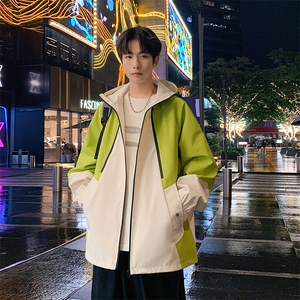 港风上衣拼接多拉链夹克宽松落肩拼色冲锋衣外套 JK831 P78图片