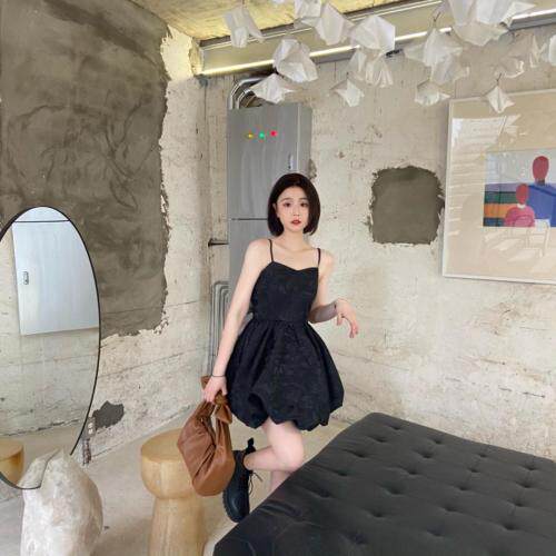 黑色后背网纱蝴蝶结吊带裙，女装背心吊带，ceelphy