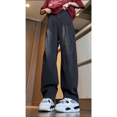 2025秋季新款美式高街水洗复古褶皱牛仔裤B315-K23525-P65控78，男装牛仔裤，电商B315