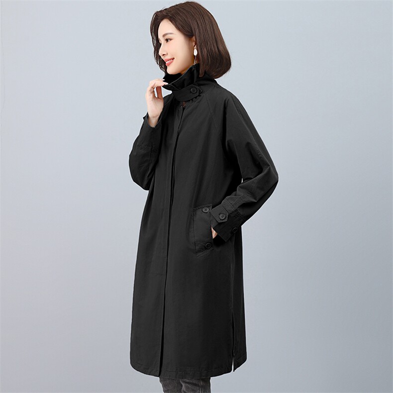 加厚风衣女中长款2025新款春季韩版时尚休闲复古大码显瘦妈妈外套,女装风衣,江忆布依
