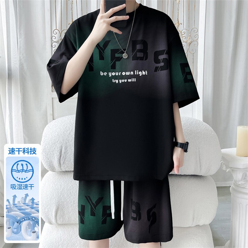 2025 夏季新款 旋律风车大码冰丝短袖T恤套装M-5X HQ25572-P60图片
