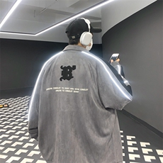 Wt174-P75美式撞色反光拉链鹿皮绒刺绣夹克外套，男装夹克，星座1501-1