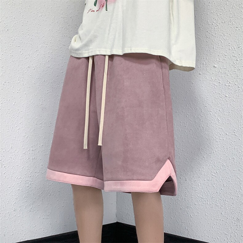 B239-1501-P38控价59麂皮绒休闲短裤男美式撞色抽绳五分裤子,男装休闲裤,星座514-2(原B239)