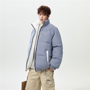 XZ-230-1MY700男模无影墙轻奢格子刺绣双面穿休闲面包服P118控158