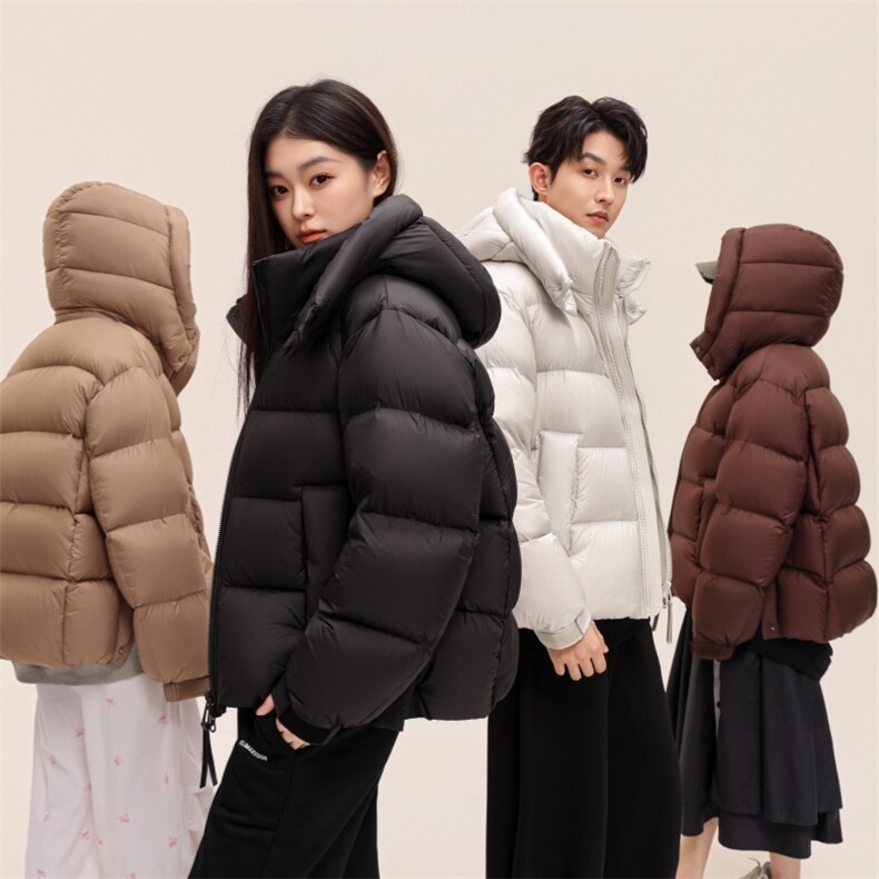 冬装新款90%白鸭绒羽绒服情侣短款面包服宽松连帽外套DB188-P350,男装羽绒服,星座1210A