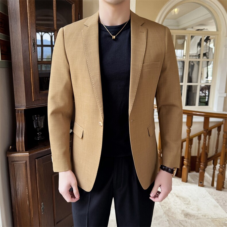 26做货-半里布男士休闲西装修身韩版西服外套上衣DX6945P175，男装西服套装，电商D216