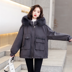 2021冬装外套女中长款韩版宽松ins潮加绒棉服冬季派克服图片
