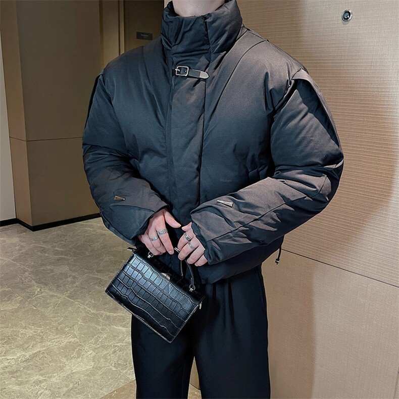 小众设计结构立领保暖棉服外套金属装饰简约高级加厚棉衣M131P158图片