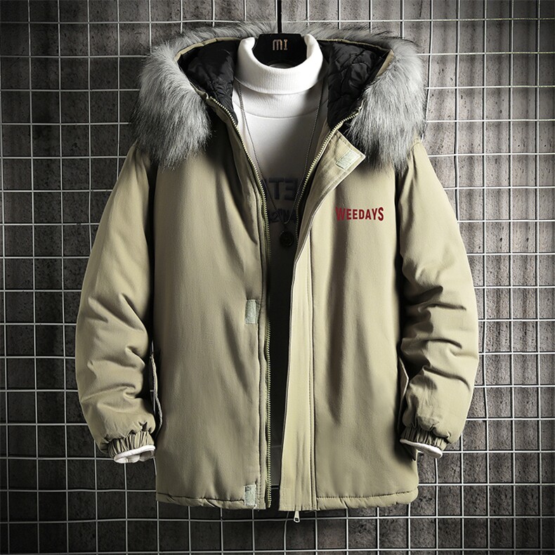 MM48113-P130冬季大毛领棉衣男士大码加厚棉袄男棉服网格,男装棉衣,电商A040A