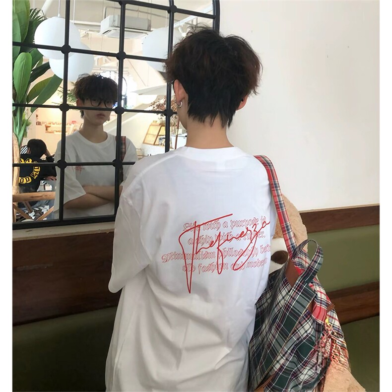 抖音得物供货210克现货宽松纯棉美式潮牌印花落肩袖纯棉T恤AT2172图片