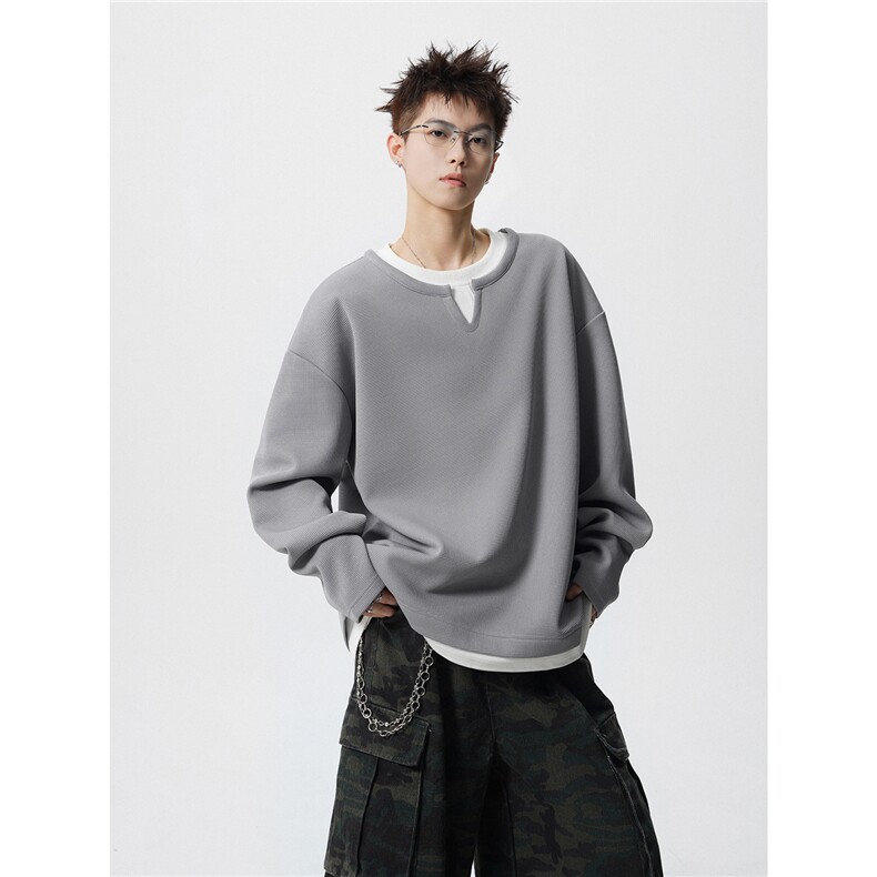 WY2557-特P30控5895聚酯纤维5氨纶春秋假两件宽松圆领卫衣外套男,女装短外套,电商B370