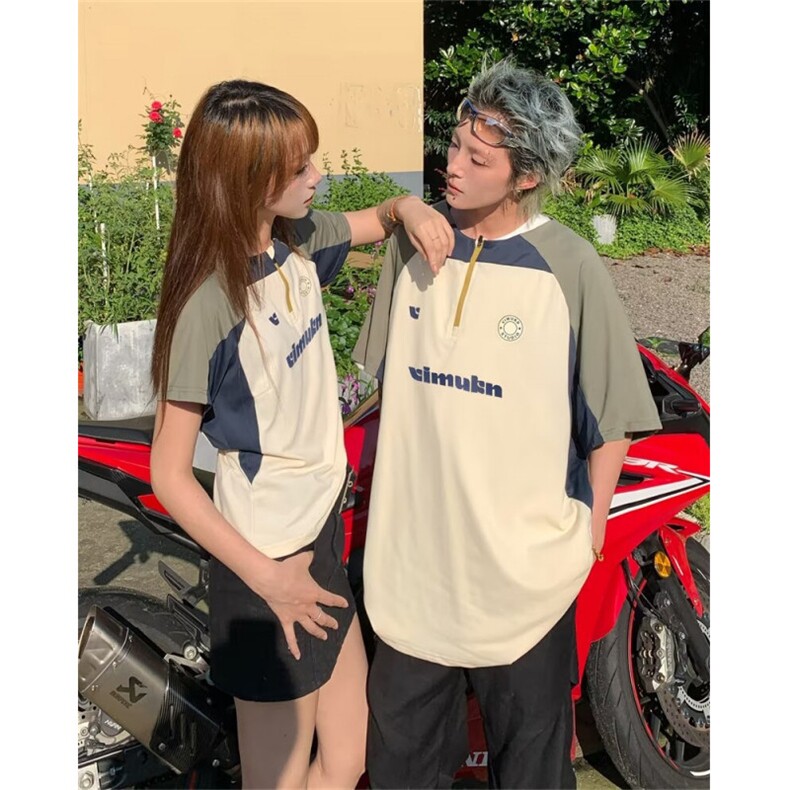 W330-P42短袖T恤男女潮流夏季拉链设计半袖上衣港风宽松潮牌体恤,男装T恤,星座911-1