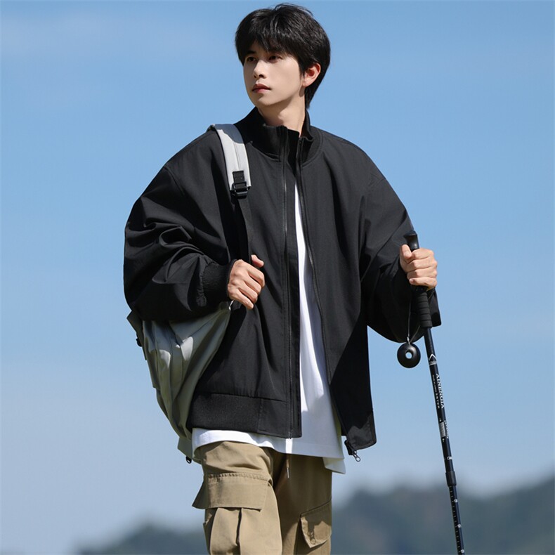 美式高街飞行夹克男秋季潮牌简约cleanfit宽松短款廓形棒球服外套,男装夹克,星座1403A