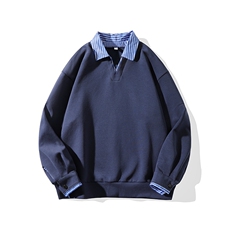 Y502-P45港风纯色翻领卫衣男落肩打底衫潮流百搭上衣外，男装T恤，星座1204