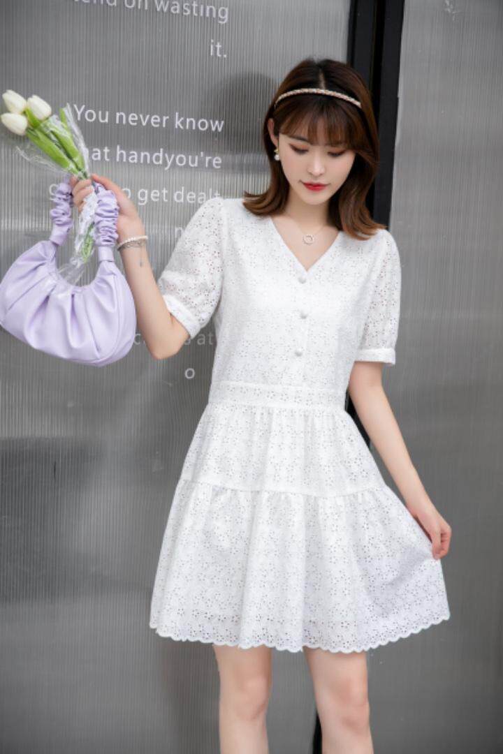 夏季镂空连衣裙，女装连衣裙，吉之红