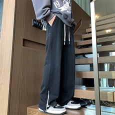 裤脚口带拉链秋冬美式复古水洗高街微喇牛仔裤A158-NZK083-P48，男装牛仔裤，电商A158