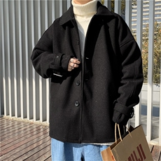 ins秋冬季短款呢子大衣韩版潮流宽松毛呢夹克男港风休闲外套-现货，男装毛呢大衣，星座302B-2