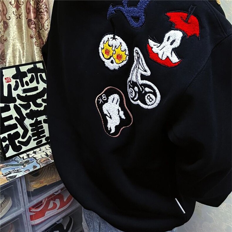 美式街头徽章字母图标棒球服外套男女宽松情侣休闲高街夹克,男装夹克,星座506A