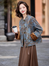 复古刺绣牛仔外套女2025年春秋新款设计感小个子百搭短款上衣，女装短外套，玖莱伊