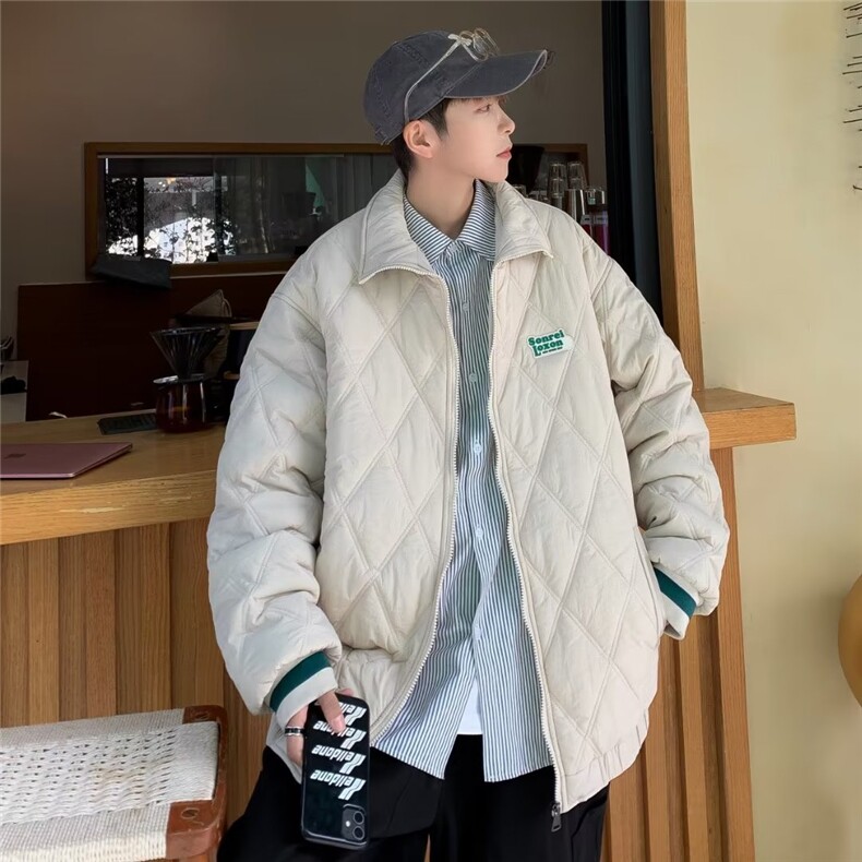 菱格棉服男冬季潮牌ins宽松加厚棒球服外套WM82P68,男装棉衣,星座1116-2