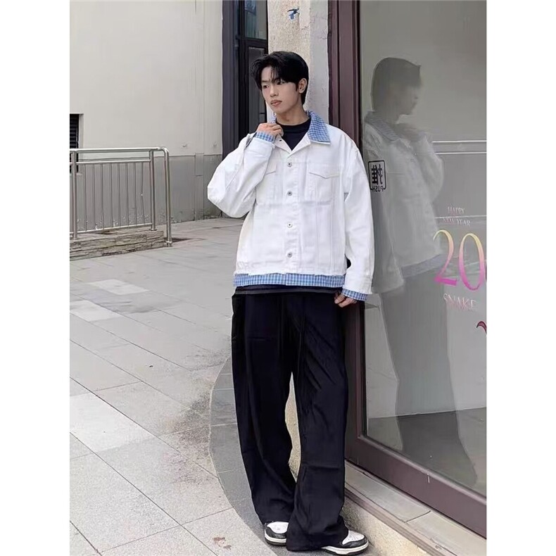美式复古工装牛仔外套女2025秋季新款设计感小众宽松百搭夹克上衣,男装工装外套,星座506A